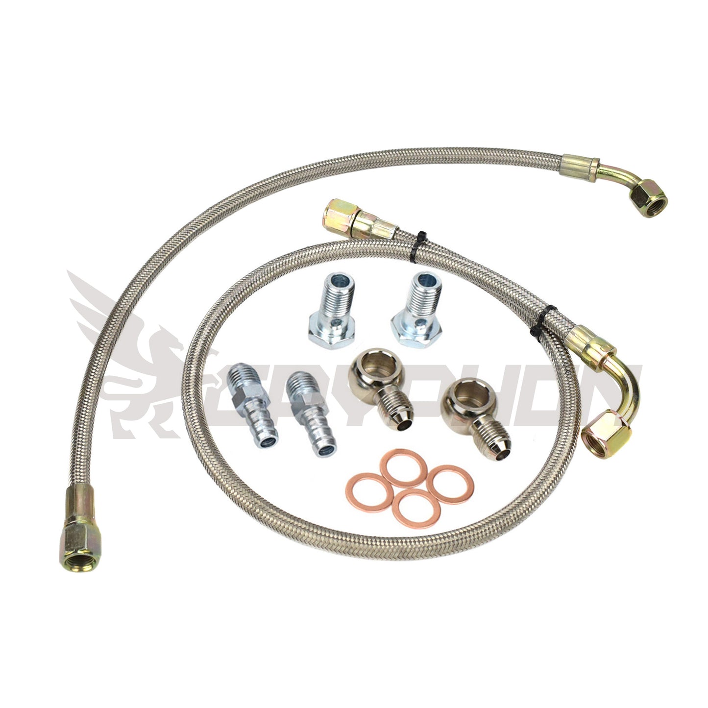 Turbo water line kit with 6AN braided hoses and fittings for Ford Territory BARRA 245T using G35