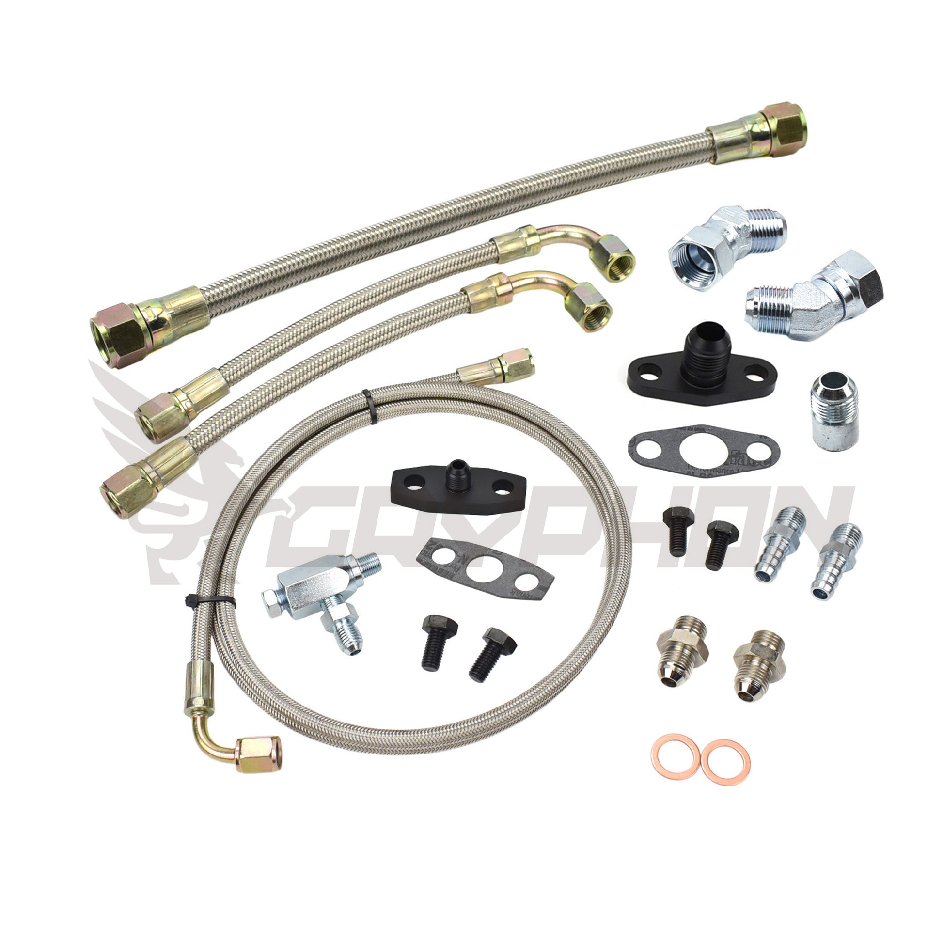 niversal braided oil and water line kit for Garrett G40 G42 G45 turbochargers with swivel return hose