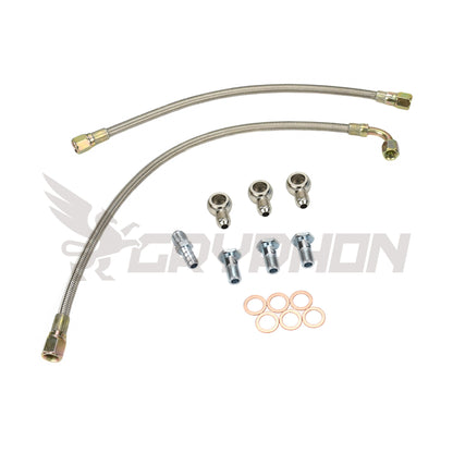 6AN braided water line kit for CA18DET engine with GT25R or GT28R turbo upgrade