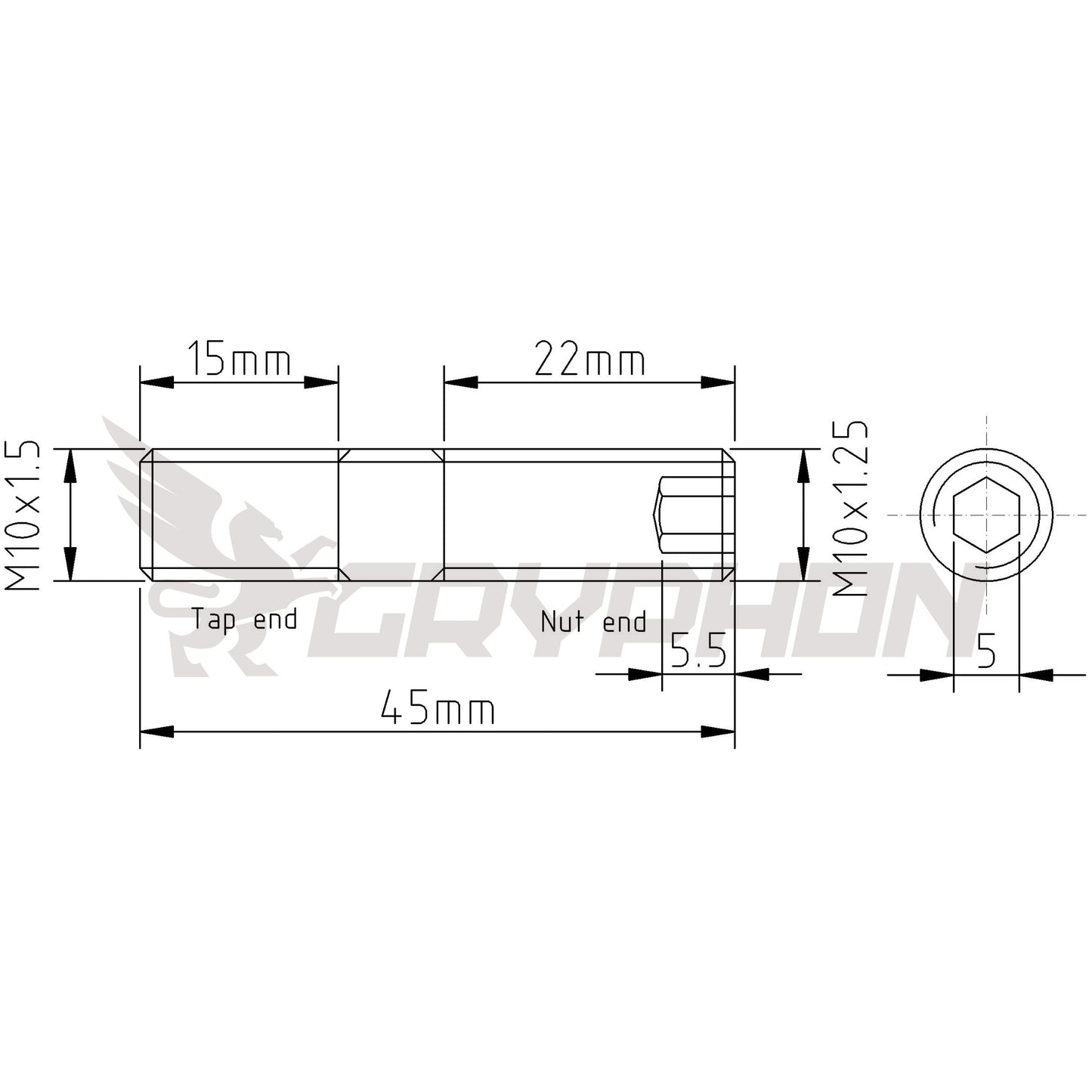 M10x1.5 turbocharger flange and exhaust manifold stud kit with anti-loosening nuts