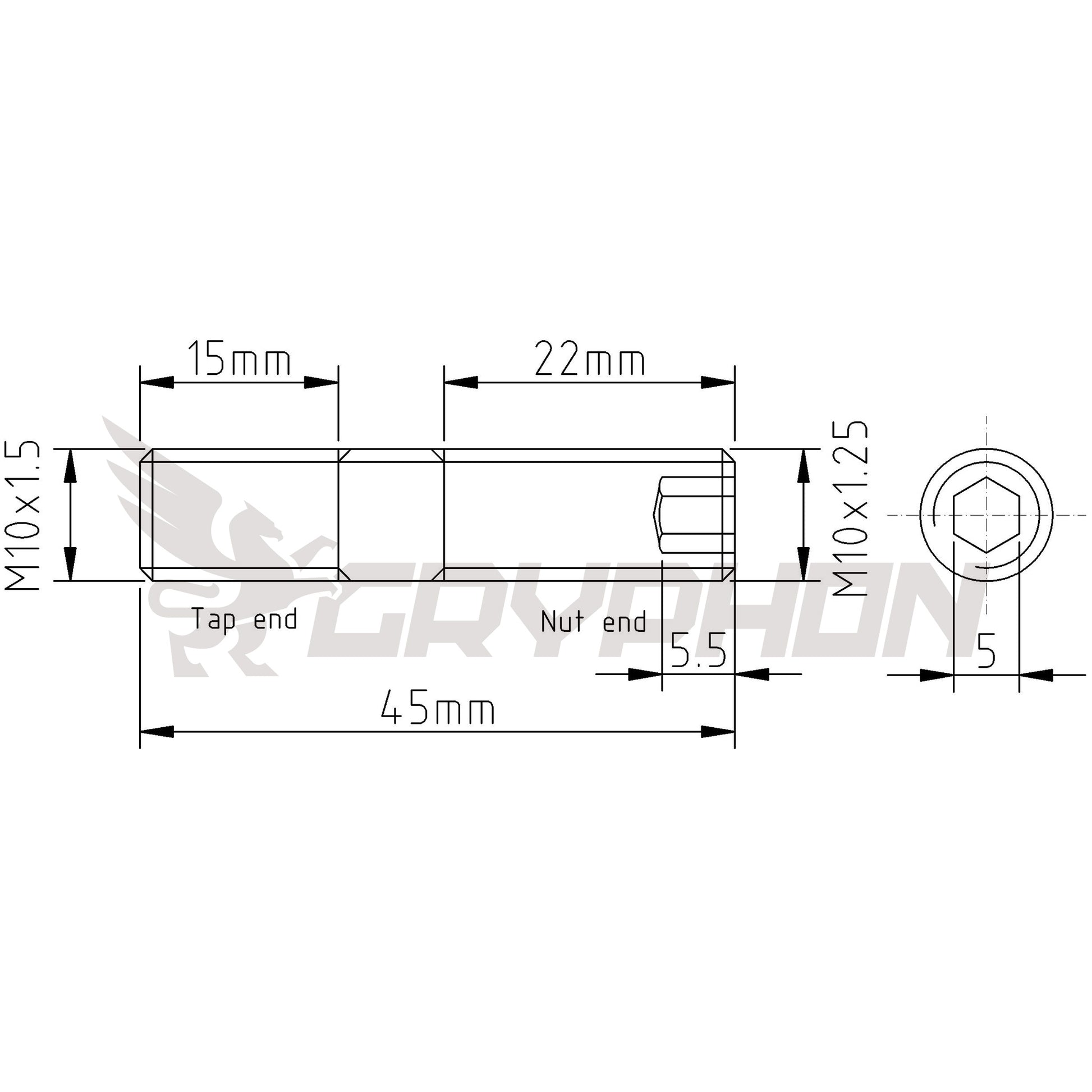 M10x1.5 turbocharger flange and exhaust manifold stud kit with anti-loosening nuts