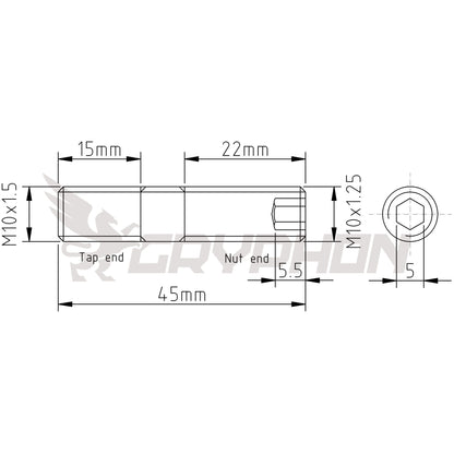 M10x1.5 turbocharger flange and exhaust manifold stud kit with anti-loosening nuts