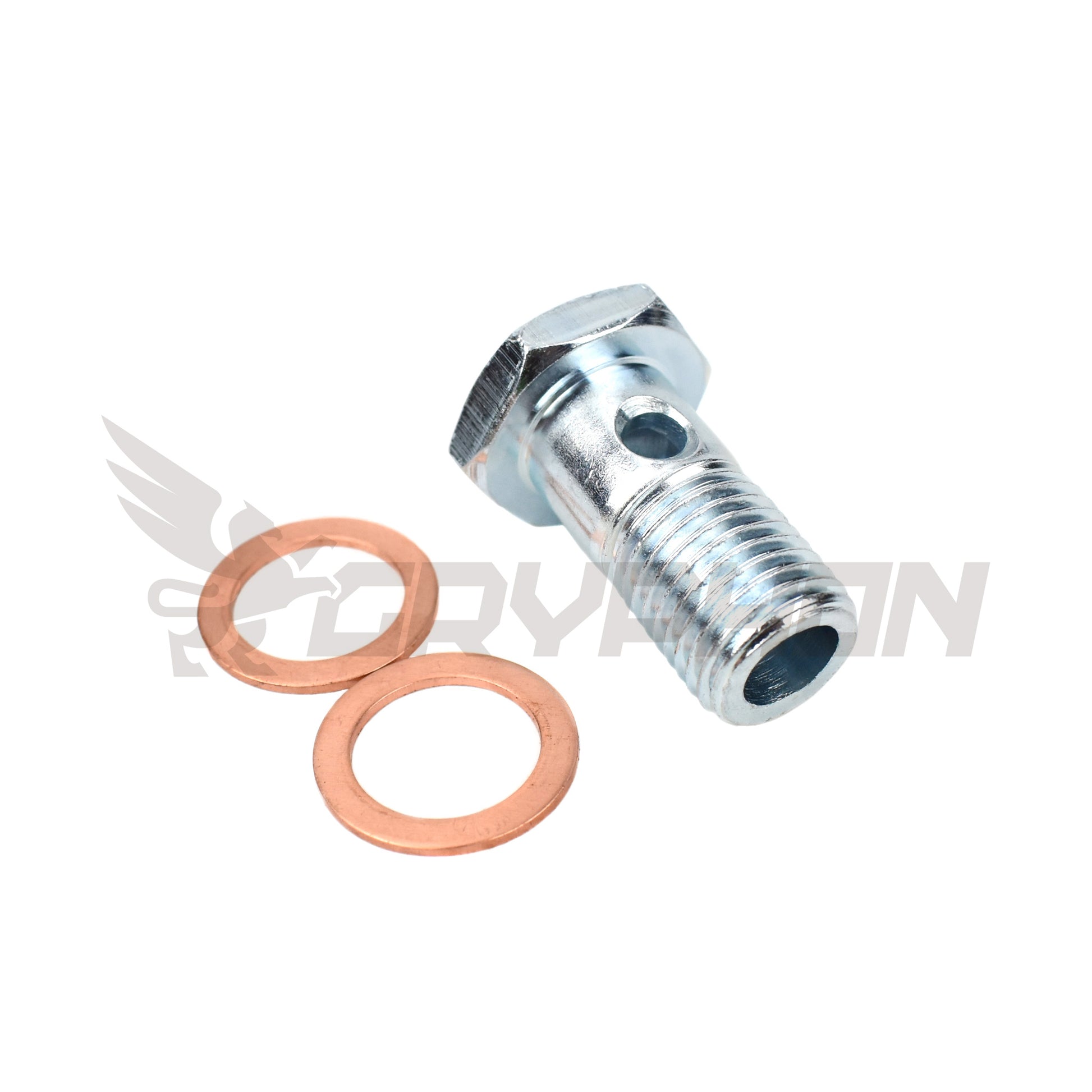 High-quality M14x1.5 banjo bolt kit, mild steel, no restrictor, includes copper crush washer