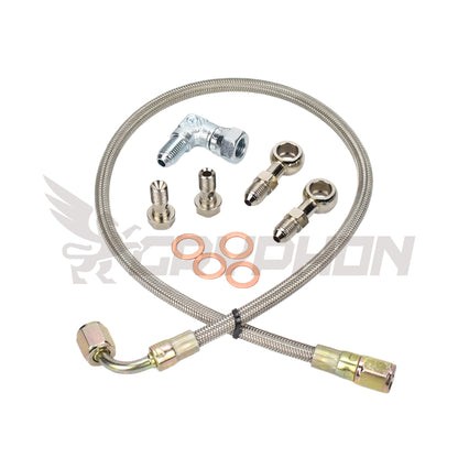 Turbo oil feed line kit for MINI Cooper D / One D R55 R56 W16 diesel with GT1544V turbo, braided PTFE stainless hose with fittings