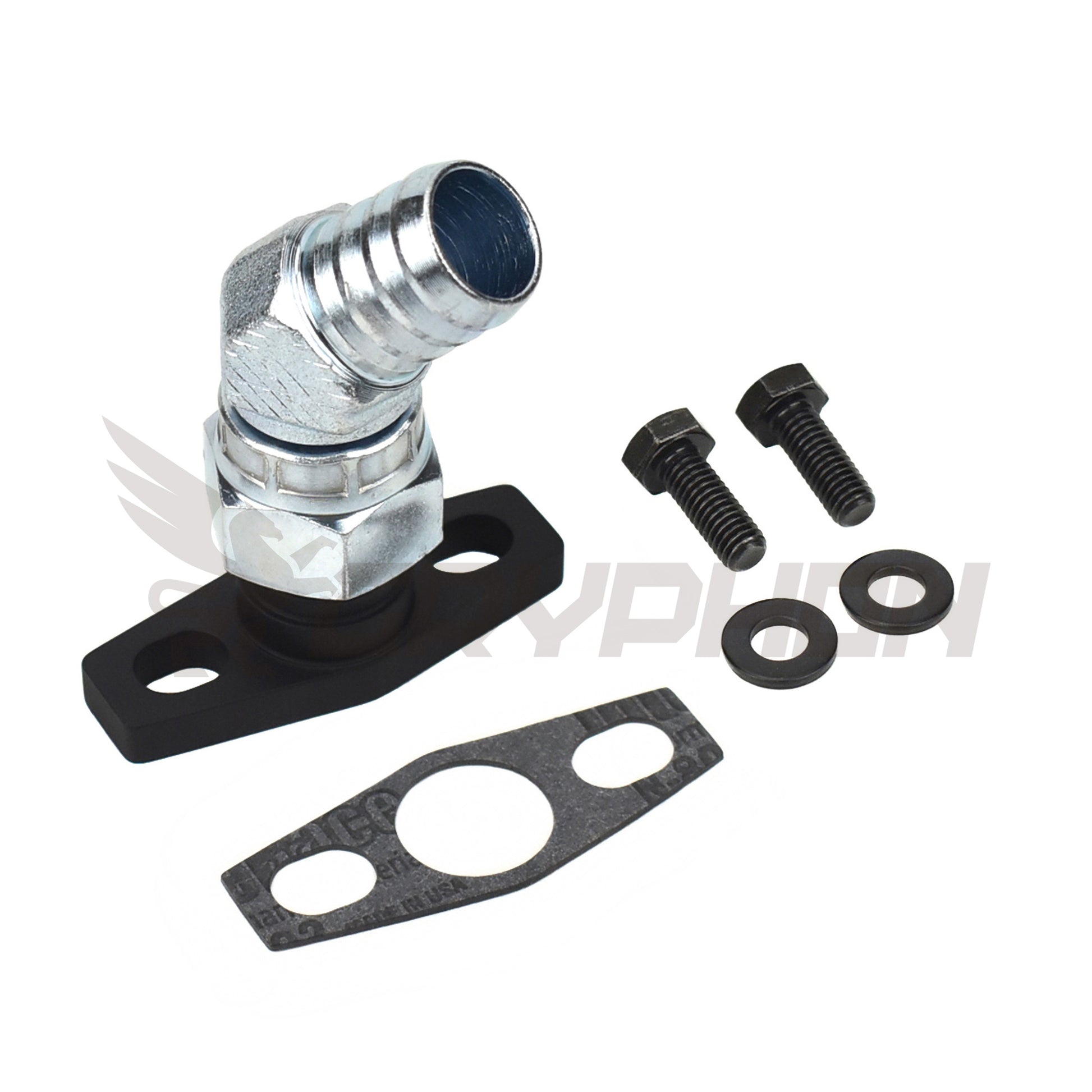 45 Degree 3/4" Barb turbo oil drain flange for Mitsubishi TD05H-14B, TD05H-16G, TD05H-18G, TD06-20G, TD06SL2-60-1, etc.
