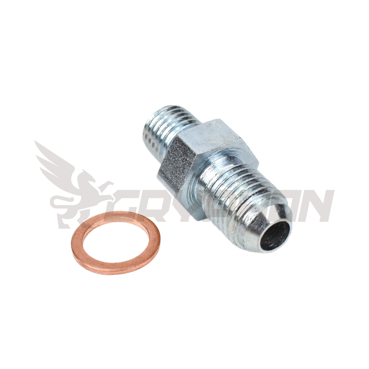 Direct-fit turbo oil feed fitting kit for Nissan Navara D22 with ZD30DDT 3.0L diesel engine and HT12-19B/19D turbo. Includes 1.8mm restrictor for controlled oil flow and prevents over-oiling issues. Made of mild steel with corrosion-resistant plating.