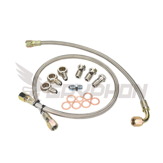 6AN braided turbo water line kit with engine and turbo fittings for Nissan GU TD42T HT18