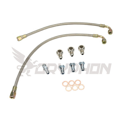 6AN braided water line kit for Nissan RD28T with GT25R or GT28R turbo (top mount)