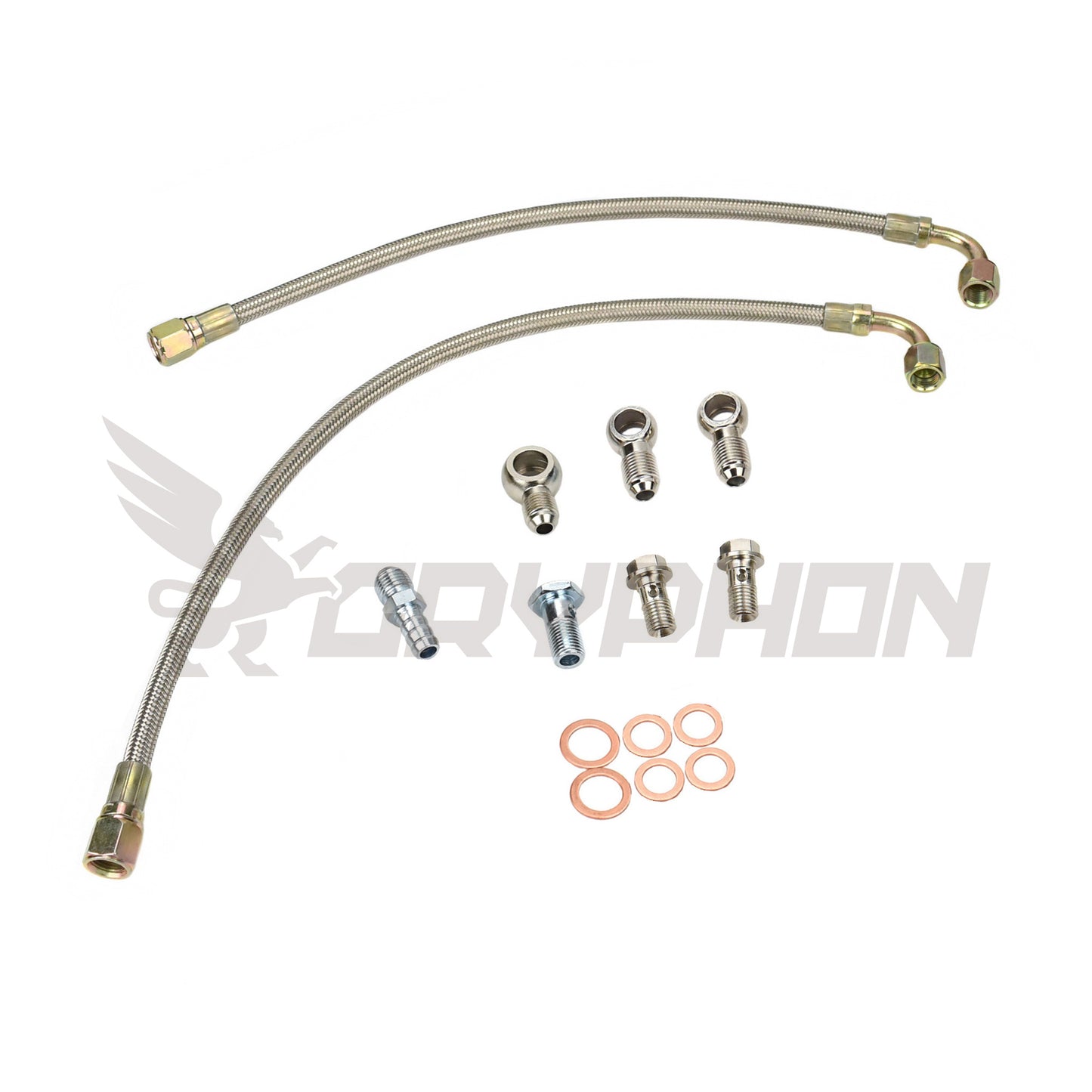 6AN braided water line kit for Nissan RD28T with TD04 turbo (stock mount)