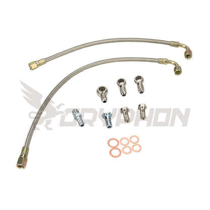 6AN braided water line kit for Nissan RD28T with TD04 turbo (stock mount)