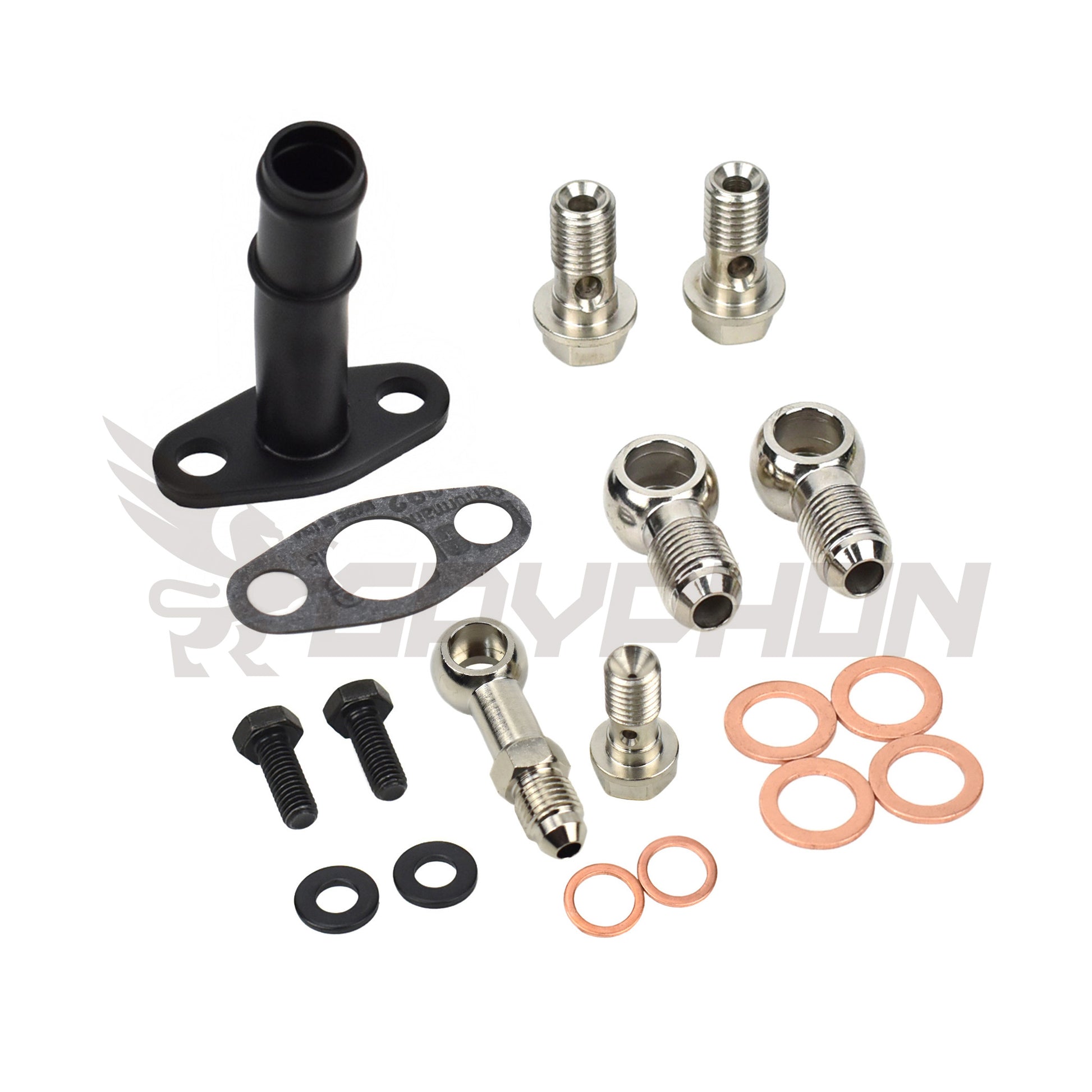 TD04 TD04L TD04HL turbo oil and water fitting kit with adapter and barb fittings for custom installs
