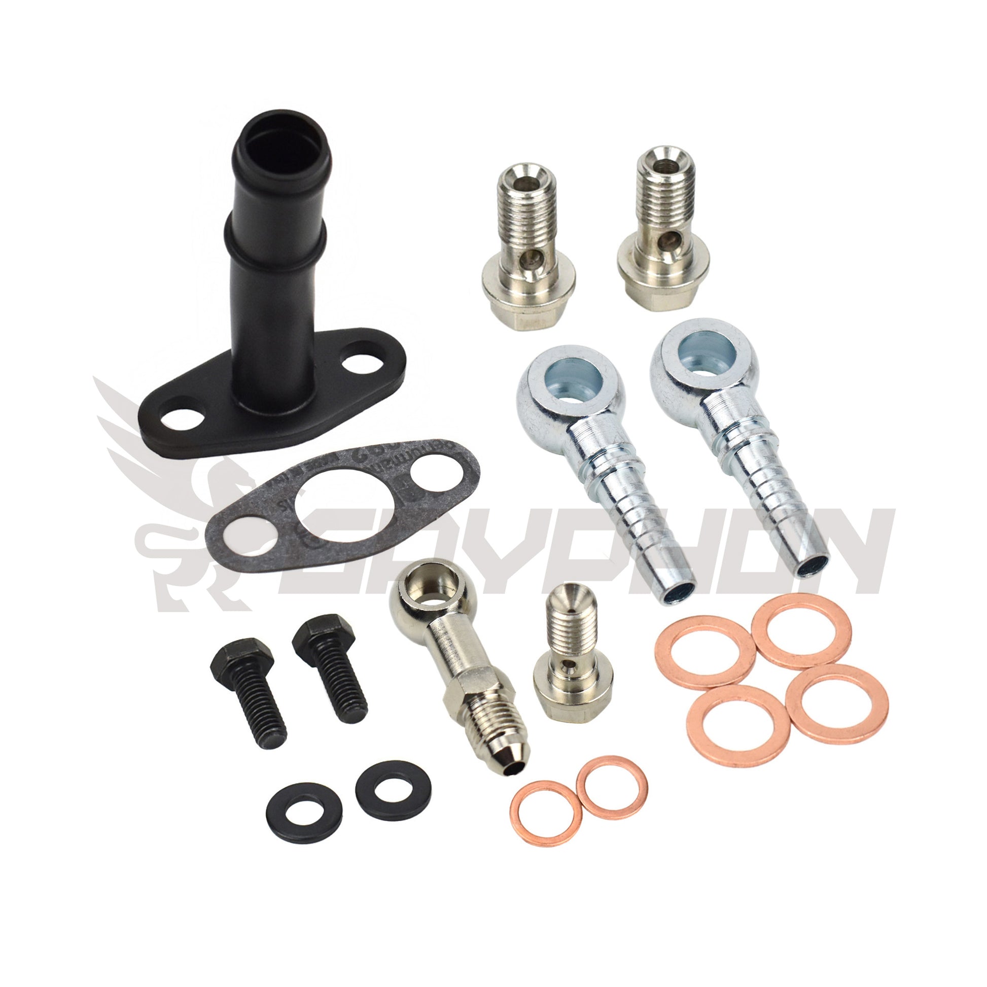 TD04 TD04L TD04HL turbo oil and water fitting kit with adapter and barb fittings for custom installs