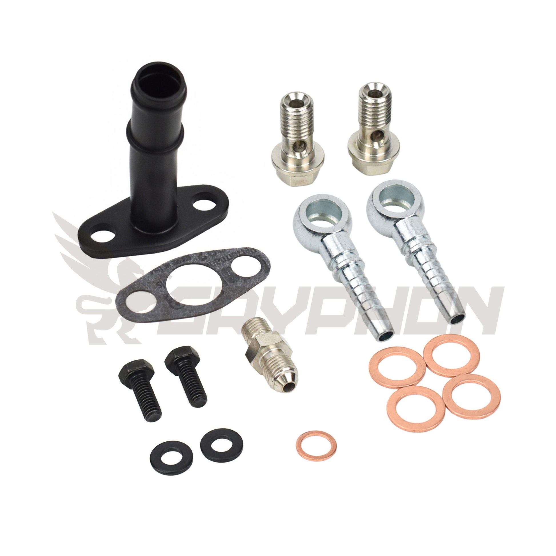 TD04 TD04L TD04HL turbo oil and water fitting kit with adapter and barb fittings for custom installs