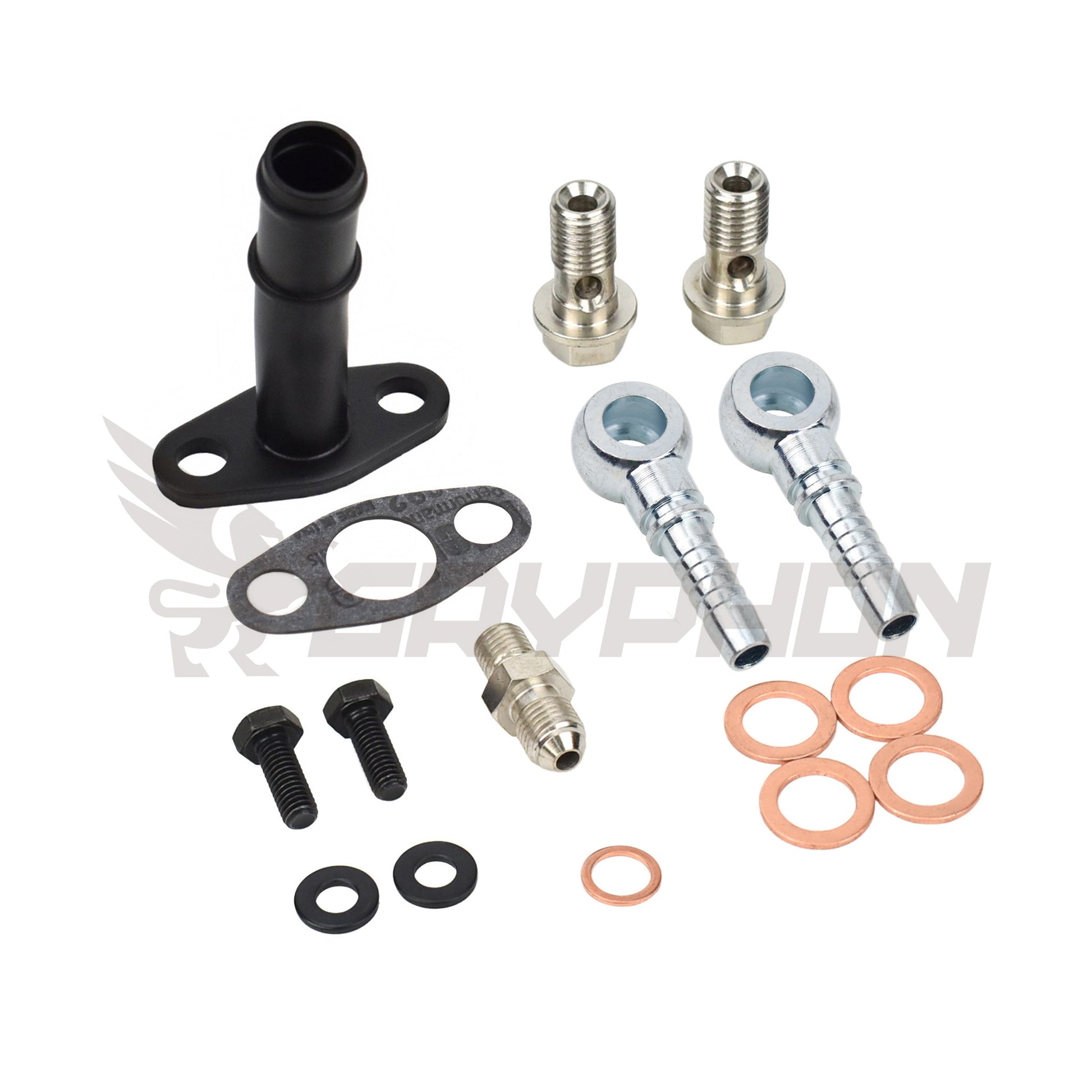 TD04 TD04L TD04HL turbo oil and water fitting kit with adapter and barb fittings for custom installs