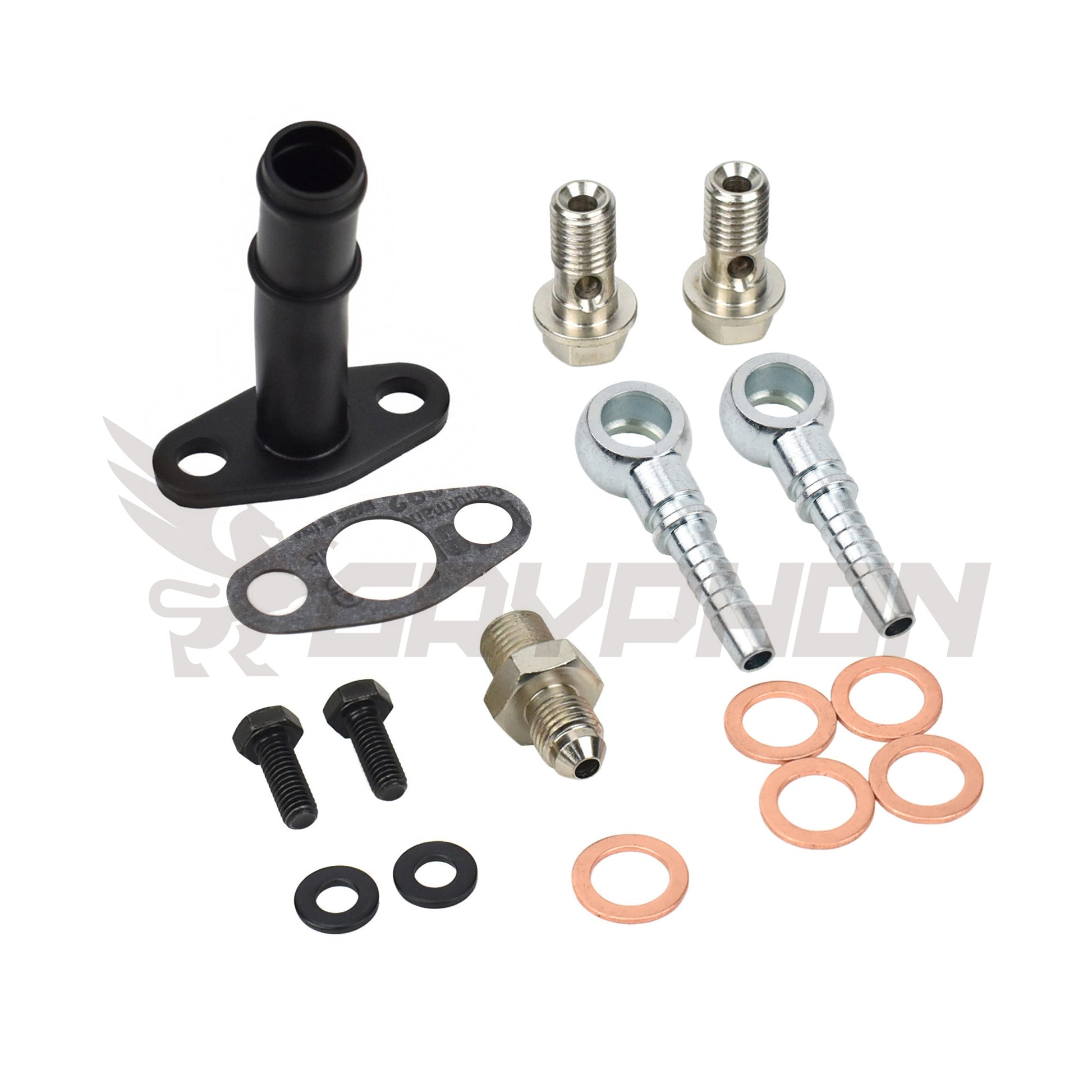 TD04 TD04L TD04HL turbo oil and water fitting kit with adapter and barb fittings for custom installs