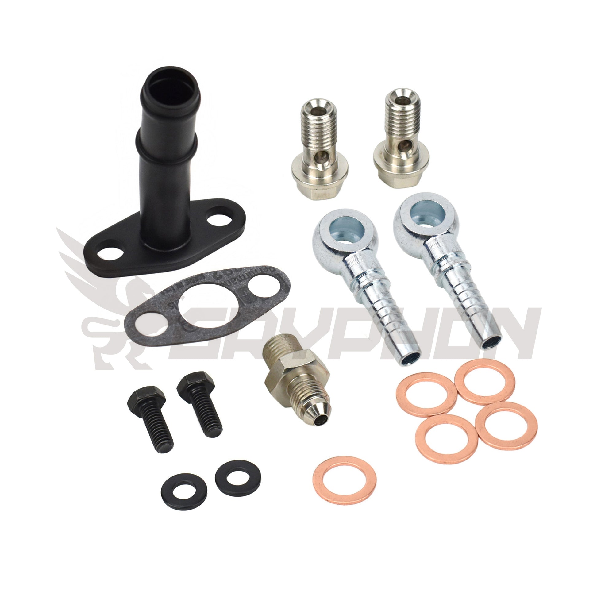 TD04 TD04L TD04HL turbo oil and water fitting kit with adapter and barb fittings for custom installs