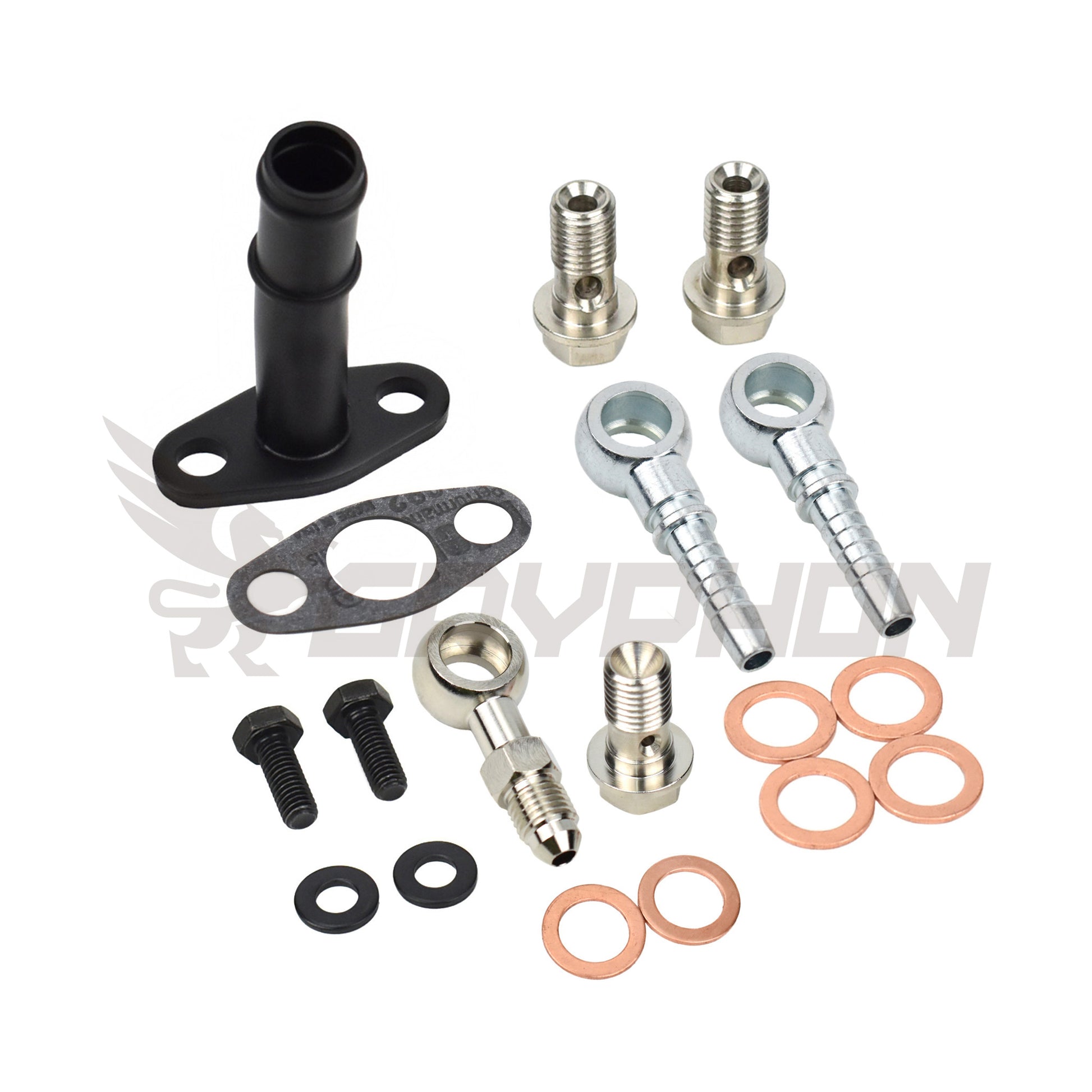 TD04 TD04L TD04HL turbo oil and water fitting kit with adapter and barb fittings for custom installs