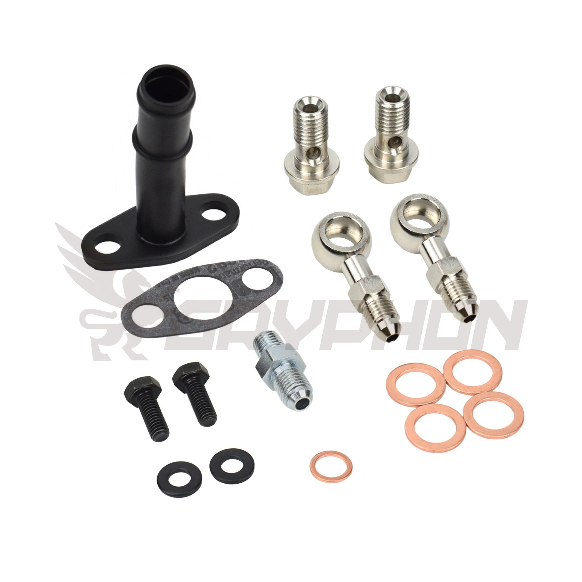 TD04 TD04L TD04HL turbo oil and water fitting kit with adapter and barb fittings for custom installs