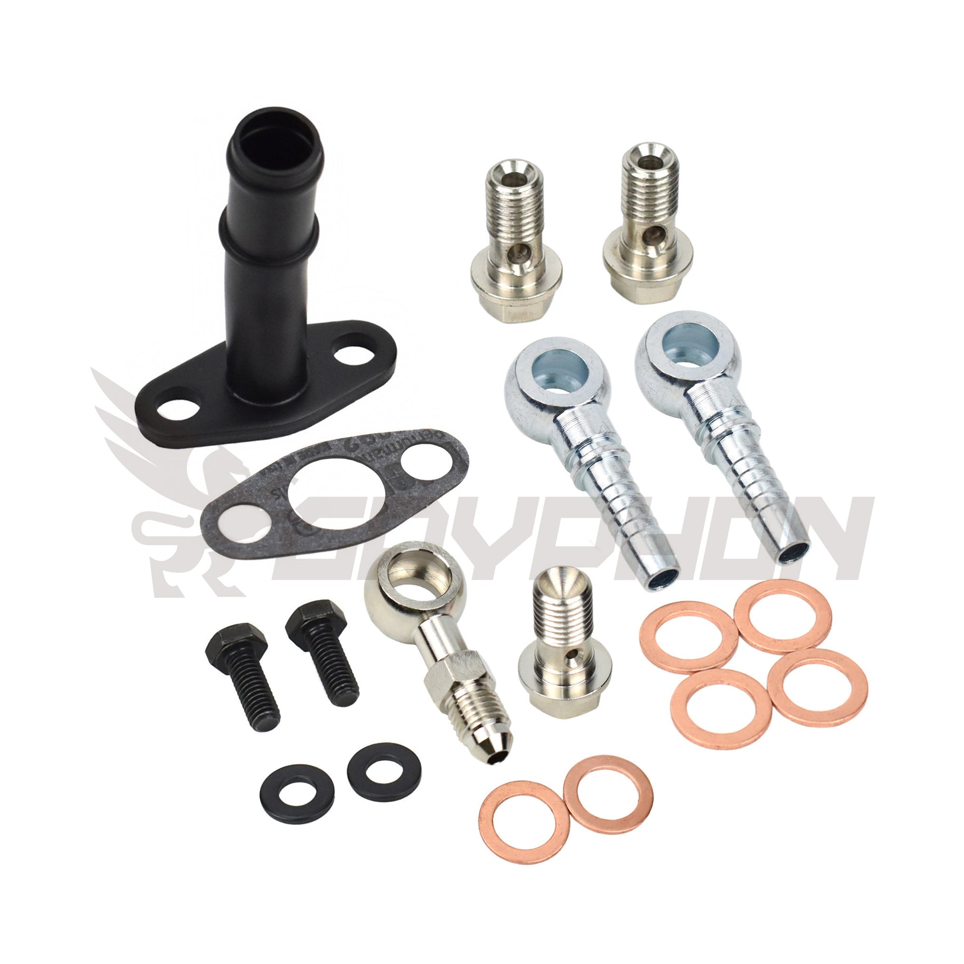 TD04 TD04L TD04HL turbo oil and water fitting kit with adapter and barb fittings for custom installs