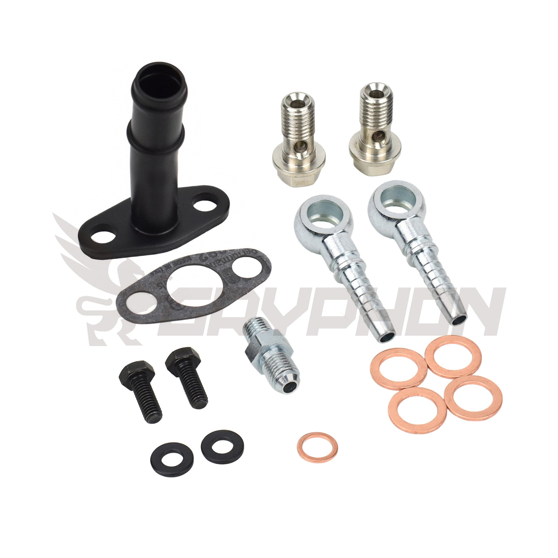 TD04 TD04L TD04HL turbo oil and water fitting kit with adapter and barb fittings for custom installs