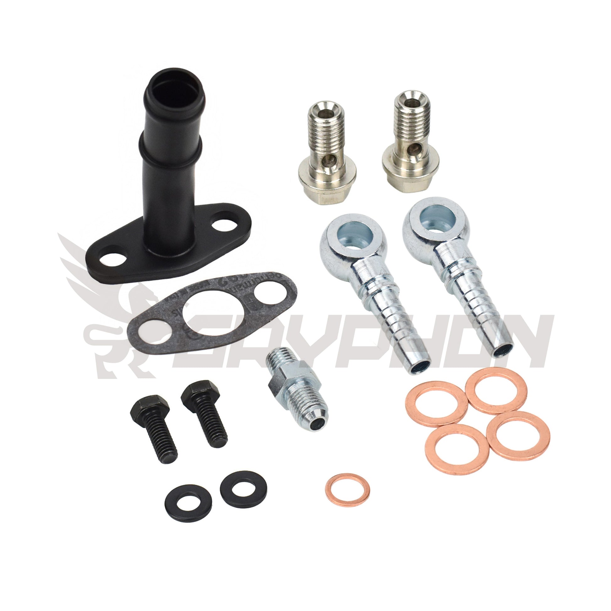 TD04 TD04L TD04HL turbo oil and water fitting kit with adapter and barb fittings for custom installs