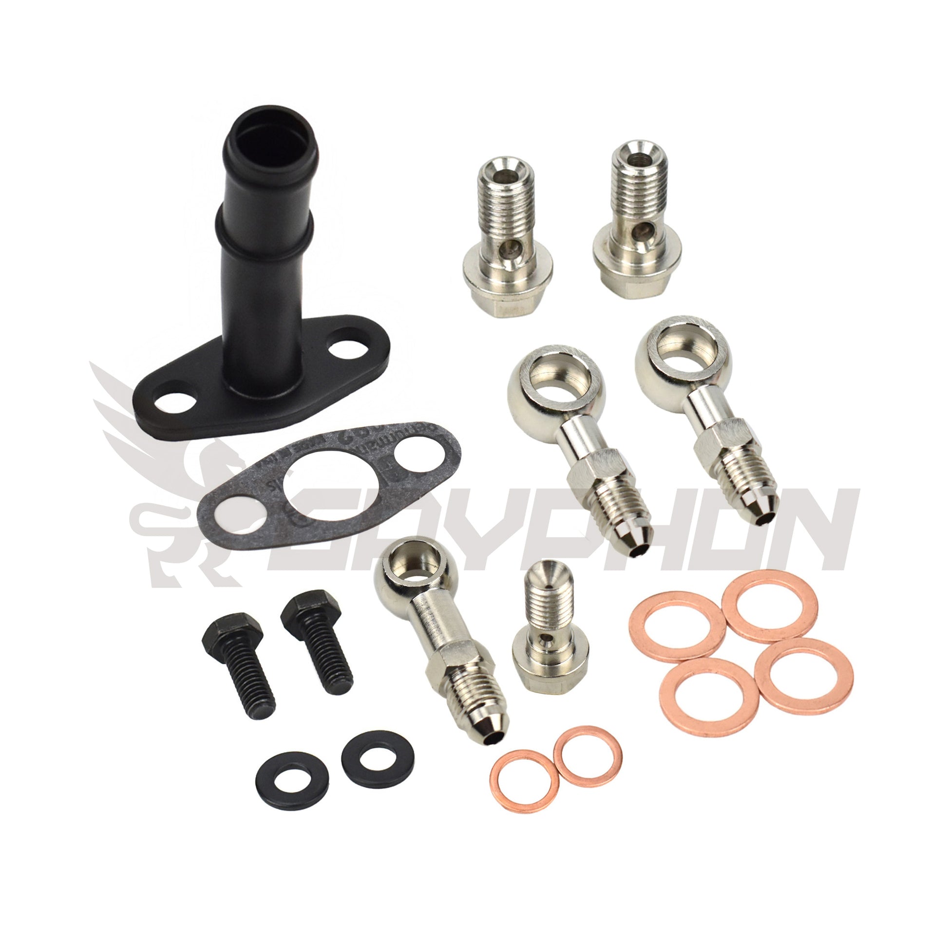 TD04 TD04L TD04HL turbo oil and water fitting kit with adapter and barb fittings for custom installs