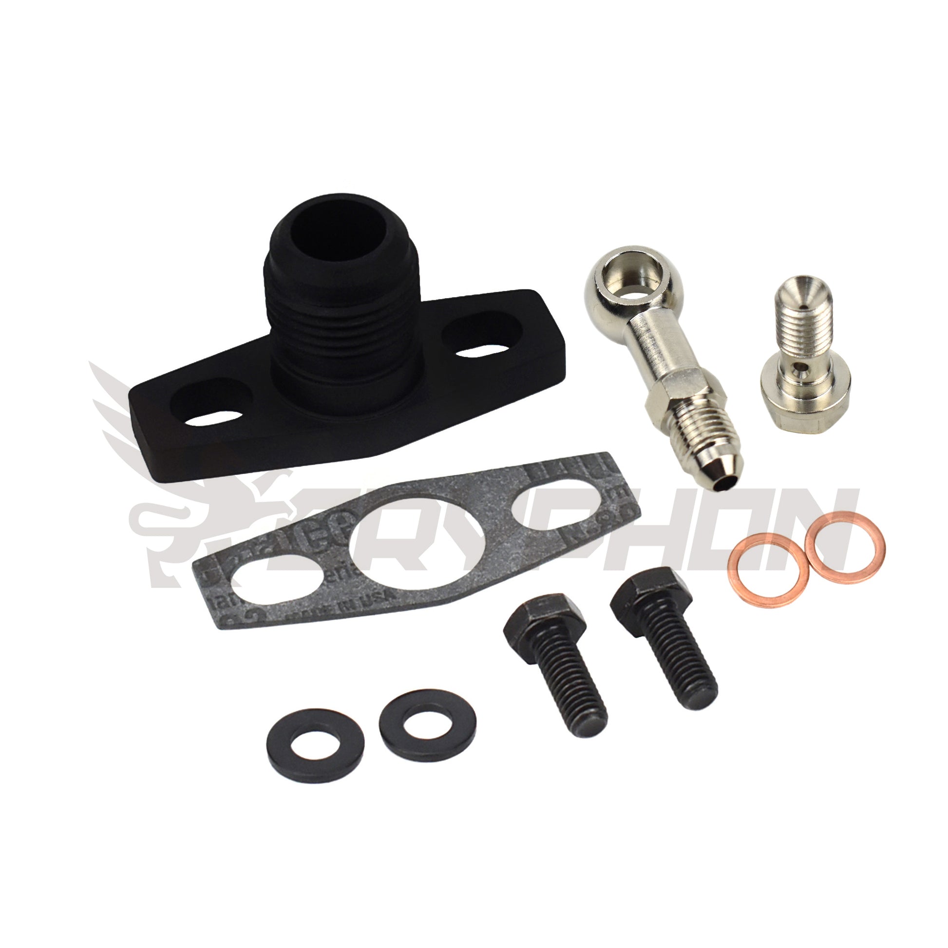 Oil feed and return fitting kit for TD05H TD06 oil-cooled turbo 
