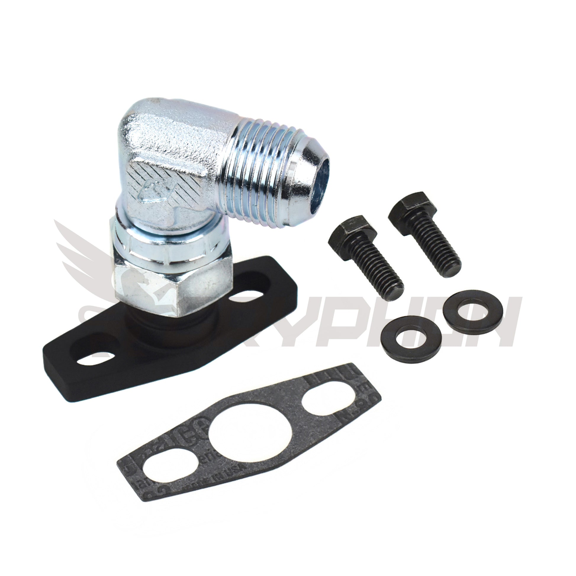 90 Degree 10AN turbo oil drain flange for Mitsubishi TD05H-14B, TD05H-16G, TD05H-18G, TD06-20G, TD06SL2-60-1, etc.