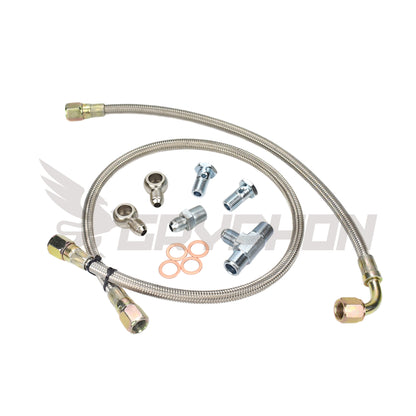 6AN braided water line kit with BorgWarner EFR turbo fittings for Nissan TD42 GQ converted turbo engines