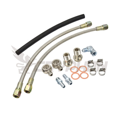 6AN braided turbo water line kit for Land Cruiser 1FZ-FE with GT37R GT40R GT42R GT45R