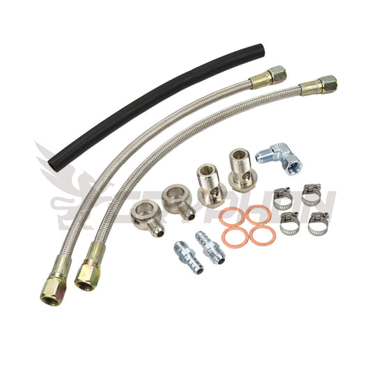 6AN braided turbo water line kit for Land Cruiser 1FZ-FE with GT37R GT40R GT42R GT45R