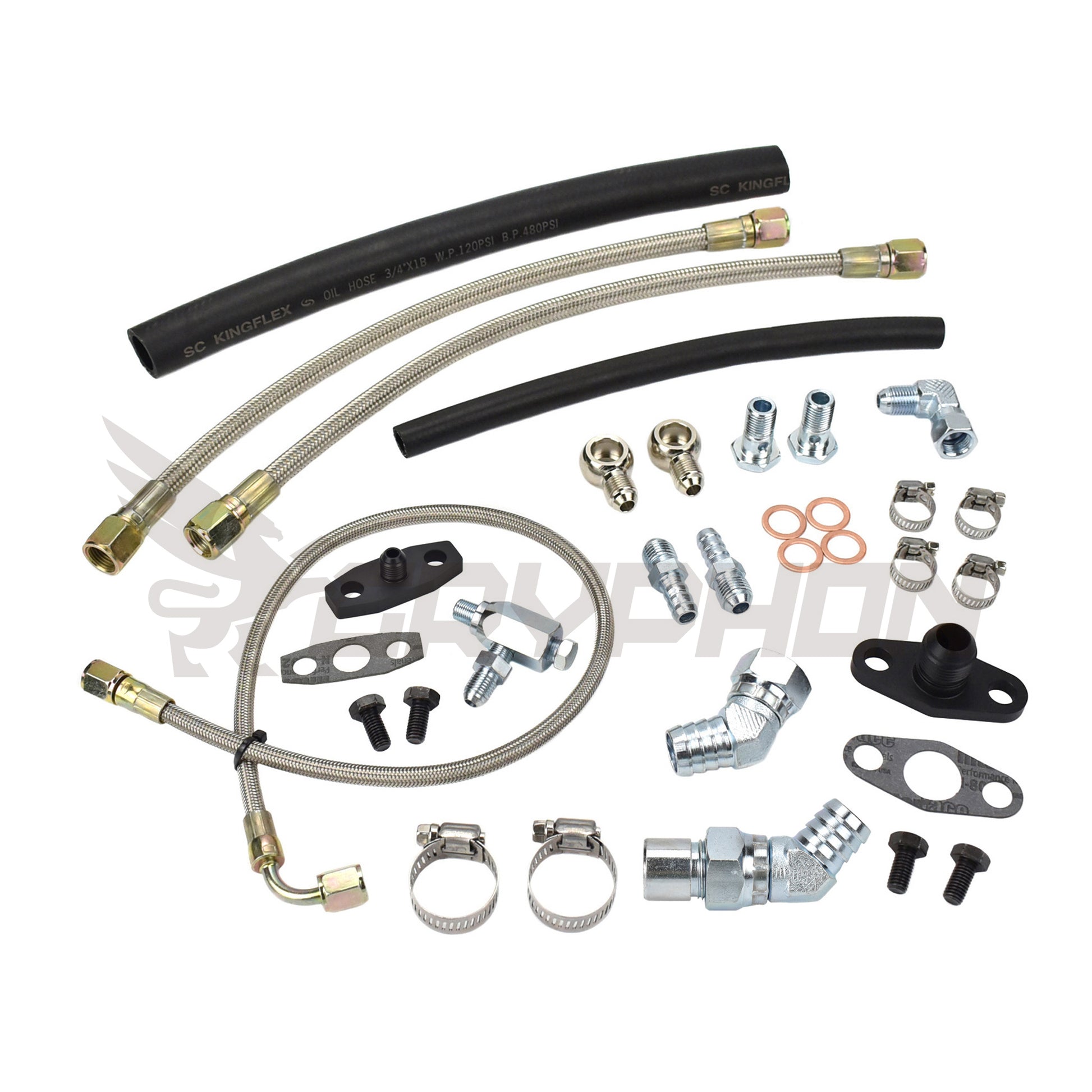 Turbo oil and water line kit for Toyota 1FZ N/A engine with Garrett G40 G42 G45 turbo upgrade