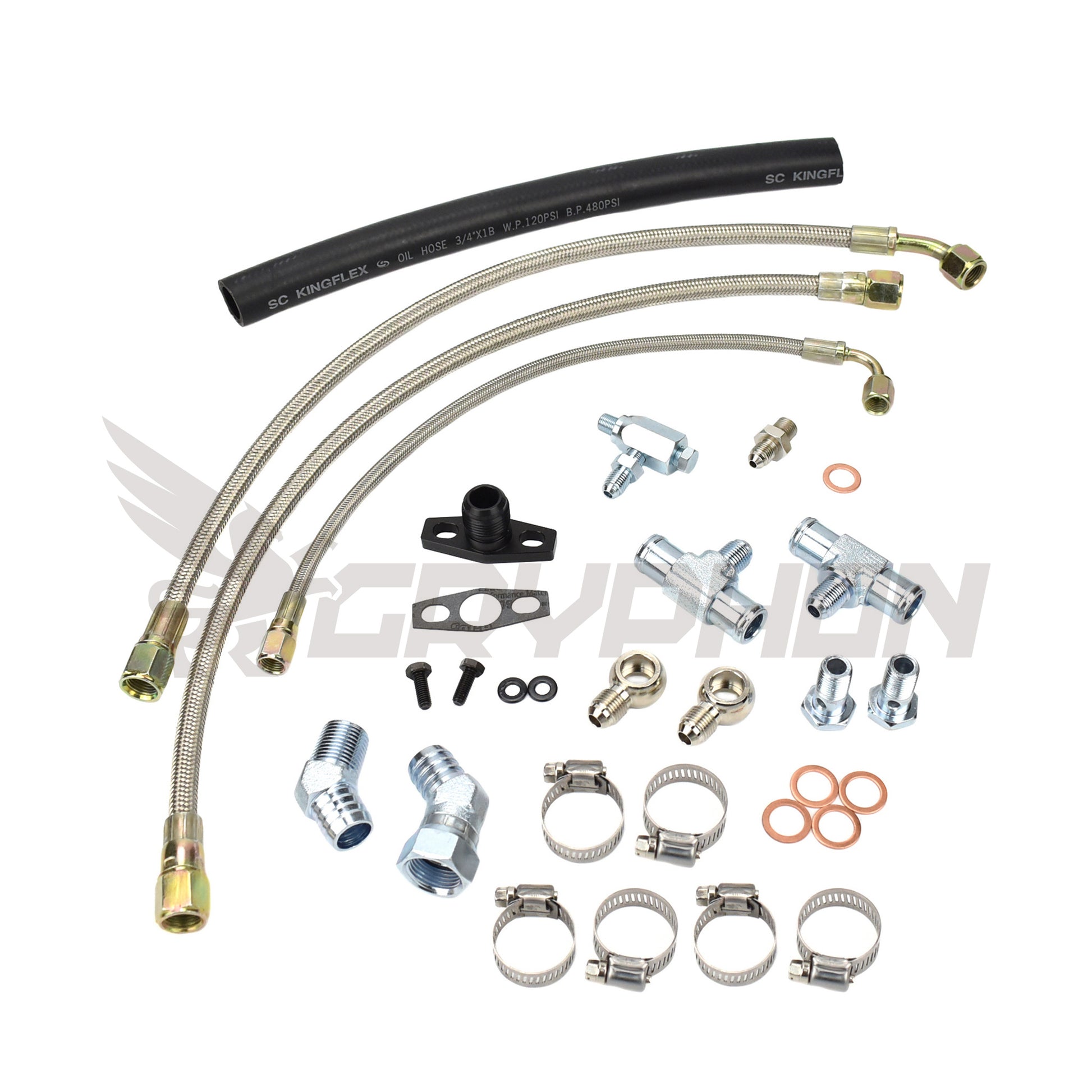 Turbo oil and water line kit for Toyota 2RZ-FE / 3RZ-FE NA engine with TD05H turbo