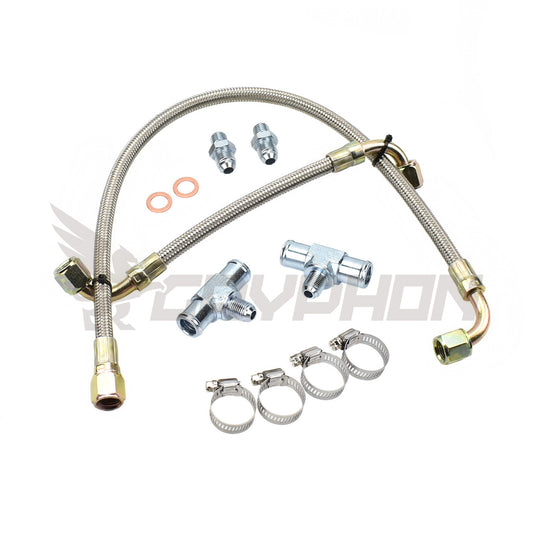 6AN braided turbo water line kit for Toyota Hilux 3L 5L N/A diesel engines converted to TD04L