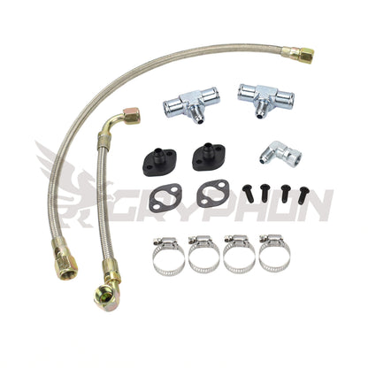 6AN braided turbo water line kit for Toyota Land Cruiser 1HZ N/A diesel converted to CT26 turbo with engine and turbo fittings included