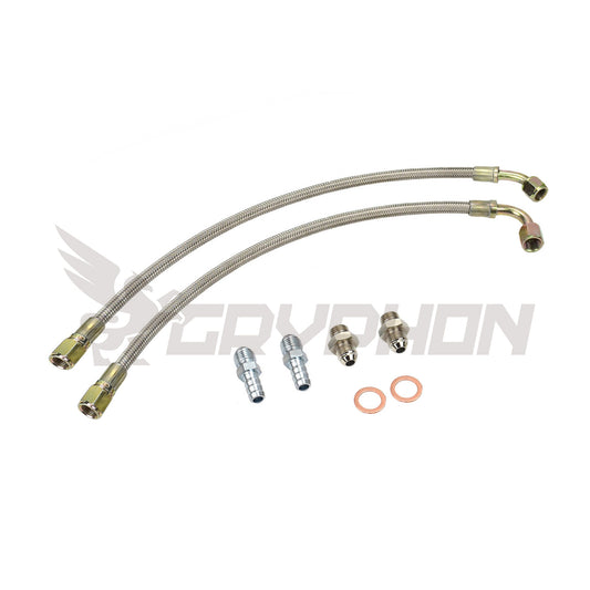 6AN braided water line kit for Garrett GT25R / GT28R turbo upgrade on Toyota Starlet EP82 / EP91