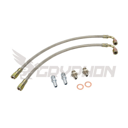 6AN braided water line kit for Garrett GT25R / GT28R turbo upgrade on Toyota Starlet EP82 / EP91