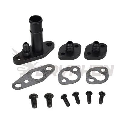 4AN Oil Feed 3/4" Oil Return Flange and 6AN water flange for Toyota CT9 CT12 CT15 CT20 CT26 turbo