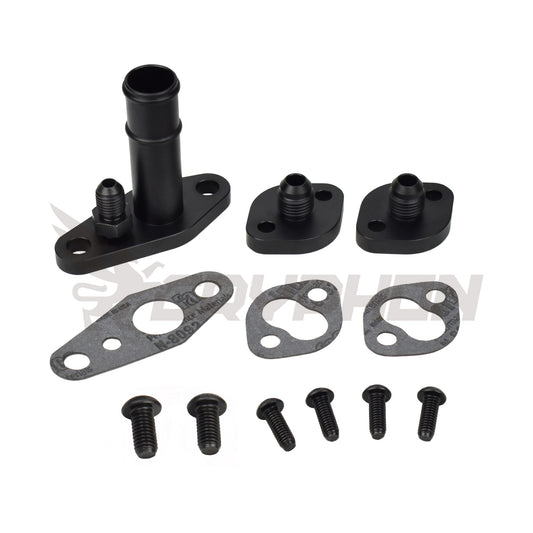4AN Oil Feed 3/4" Oil Return Flange and 6AN water flange for Toyota CT9 CT12 CT15 CT20 CT26 turbo