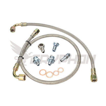 6AN braided turbo water line kit with engine and turbo fittings for Holden VL RB30ET factory turbo in stock or top mount position