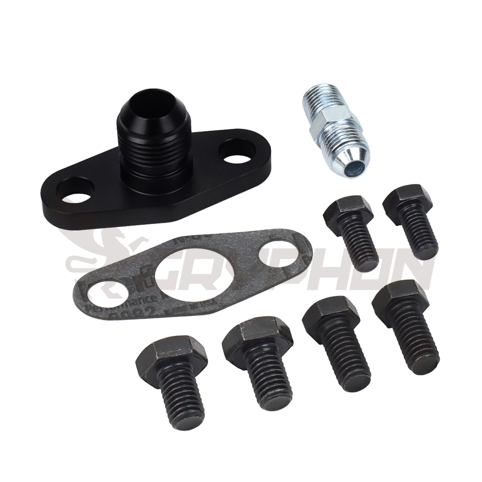 BorgWarner S200 S300 S400 turbo oil feed and return fitting kit with gasket, and bolts