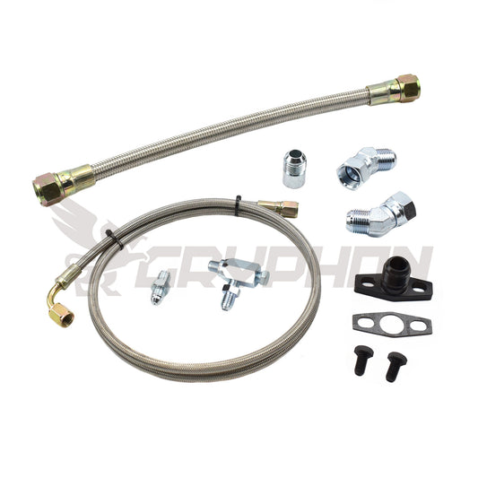 Braided Turbo Oil Feed Return Line Kit Garrett G-Series G25 G30 G35