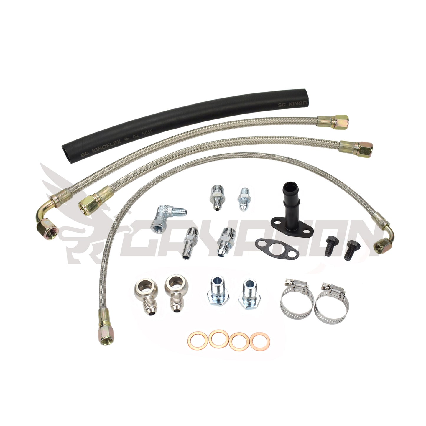 GryphonTek Complete Turbo Oil and Water Line Kit for Dodge Neon SRT-4 and Chrysler PT Cruiser GT - Garrett GT30R GT35R Upgrade.