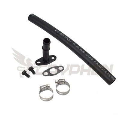 GryphonTek Complete Turbo Oil Drain Kit for Dodge Neon SRT-4 and Chrysler PT Cruiser GT - Garrett GT30R GT35R 