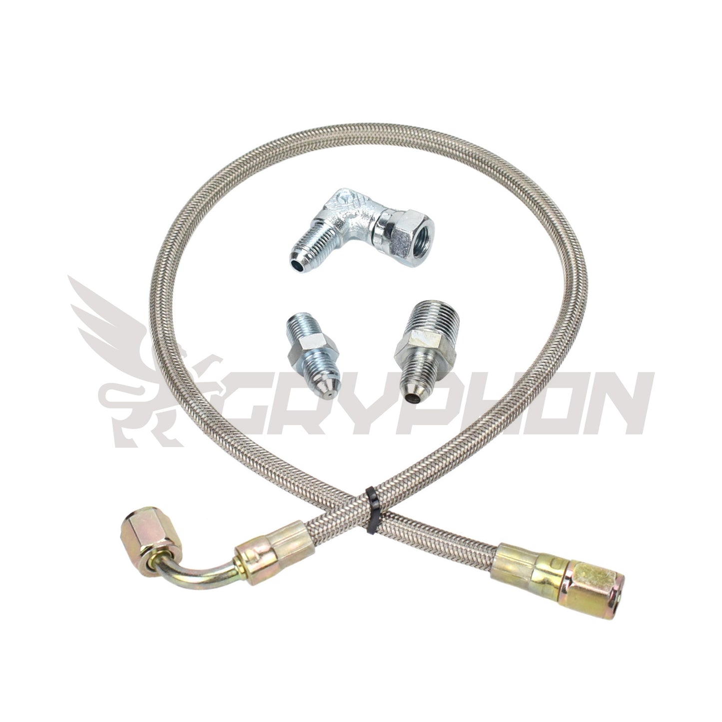GryphonTek Turbo Oil Feed Line Kit for Dodge Neon SRT-4 and Chrysler PT Cruiser GT - Garrett GT30R GT35R with 1.0mm Restrictor.