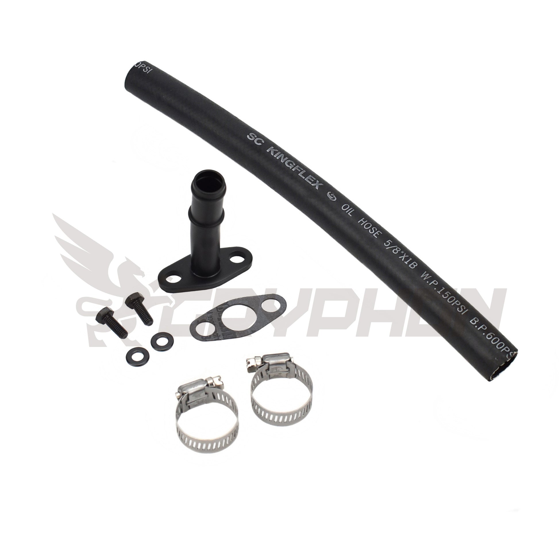 GryphonTek Complete Turbo Oil Drain Hose Kit for Dodge Neon SRT-4 and Chrysler PT Cruiser GT - Fits TD04LR and Stage 3 TD05HR.