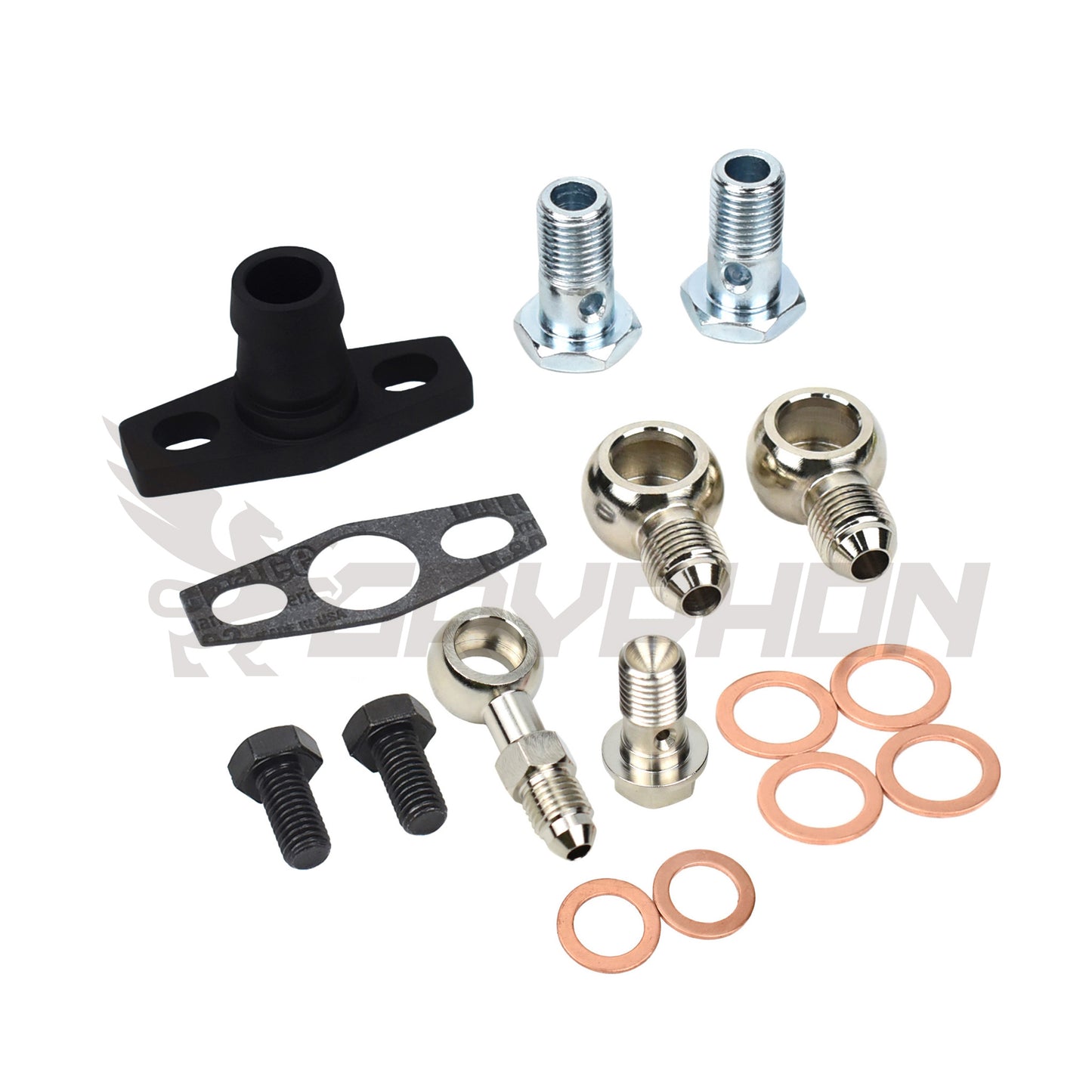 Gaskets and bolts included for Garrett G-Series oil and water fitting installation