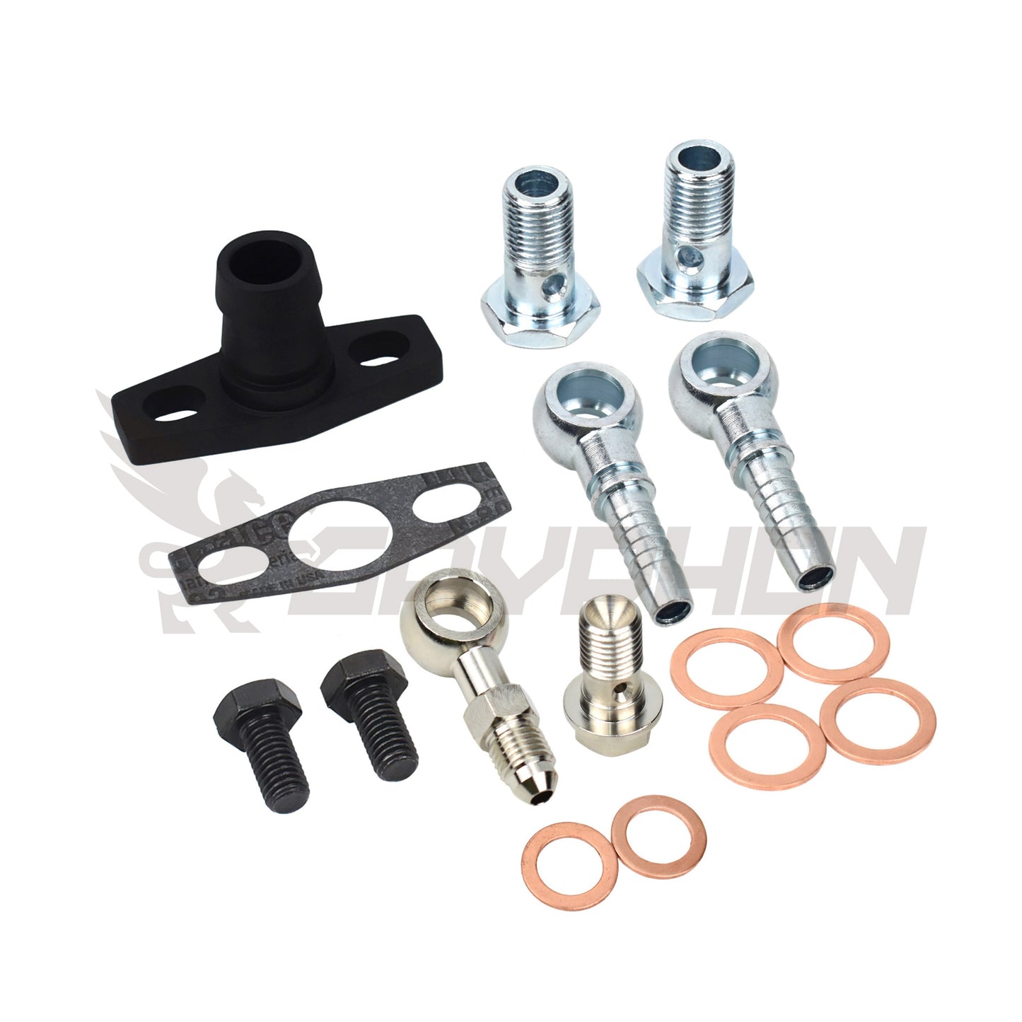 Gaskets and bolts included for Garrett G-Series oil and water fitting installation