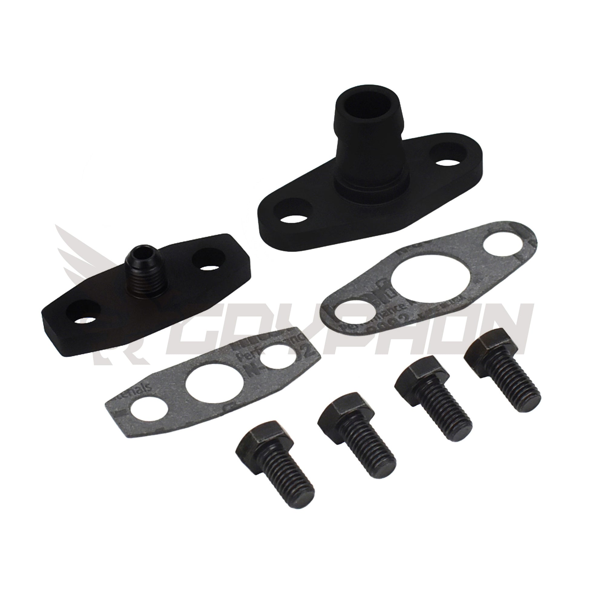 Turbo oil feed and return flange fittings for Garrett G-Series G40 G42 G45