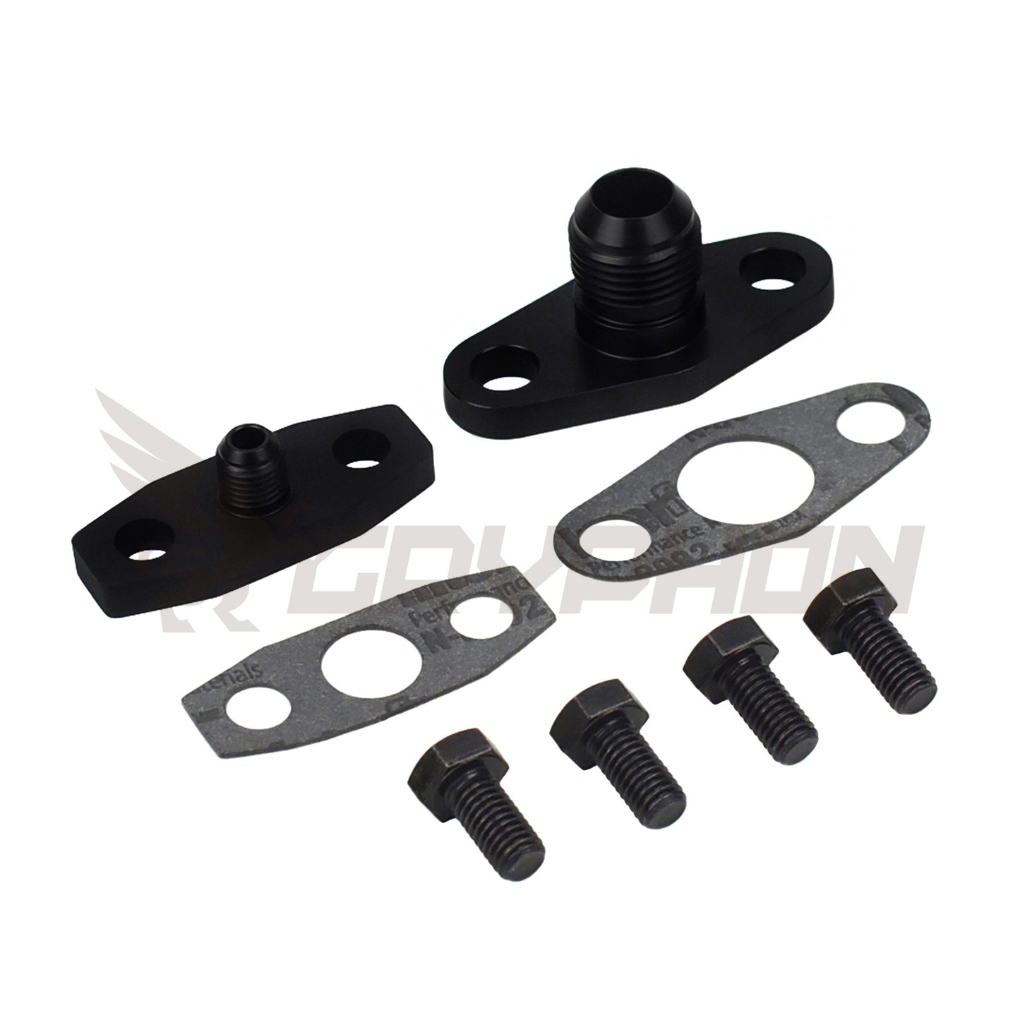 Turbo oil feed and return flange fittings for Garrett G-Series G40 G42 G45